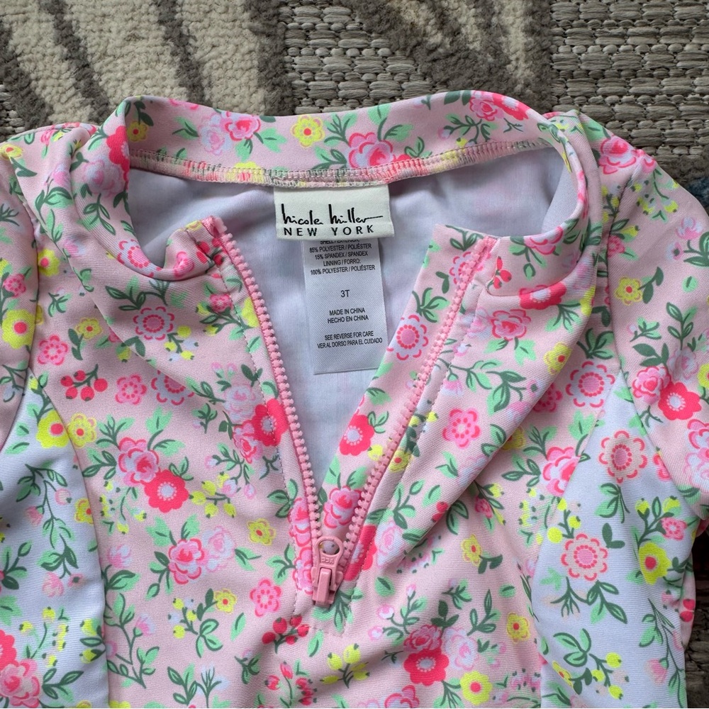 Nicole Miller NWT Toddler Girls Floral Pink 3 Piece Swim Wear‎ Size 3T - Picture 4 of 8